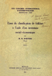 Essai de classification du folklore à l'aide d'un inventaire social-économique vignette